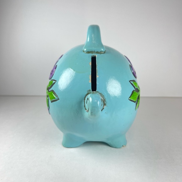 Vintage blue chalkware Piggy Bank - Picture 4 of 8